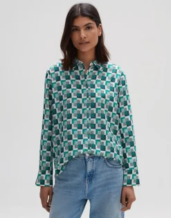 Fashion someday Fashion Blouse Met Print Falkine Retro Deep Teal