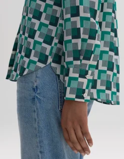 Fashion someday Fashion Blouse Met Print Falkine Retro Deep Teal