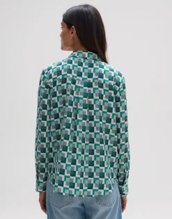 Fashion someday Fashion Blouse Met Print Falkine Retro Deep Teal