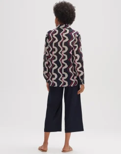 Store someday Fashion Blouse Met Print Fumine Wave Coal Blue