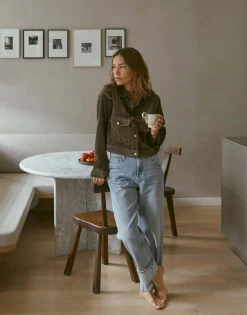 Sale someday Fashion Cropped Straight Jeans Malvi Roll-Up Light Ocean Blue