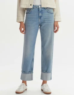 Sale someday Fashion Cropped Straight Jeans Malvi Roll-Up Light Ocean Blue