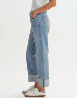 Sale someday Fashion Cropped Straight Jeans Malvi Roll-Up Light Ocean Blue
