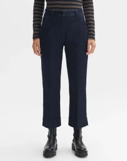 New someday Fashion Cropped Wide Jeans Mila Slit Blue Deep Rinsed Blue