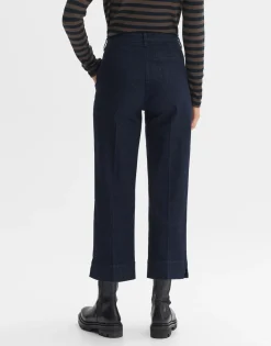 New someday Fashion Cropped Wide Jeans Mila Slit Blue Deep Rinsed Blue