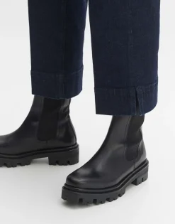 New someday Fashion Cropped Wide Jeans Mila Slit Blue Deep Rinsed Blue