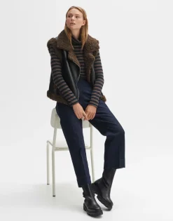 New someday Fashion Cropped Wide Jeans Mila Slit Blue Deep Rinsed Blue