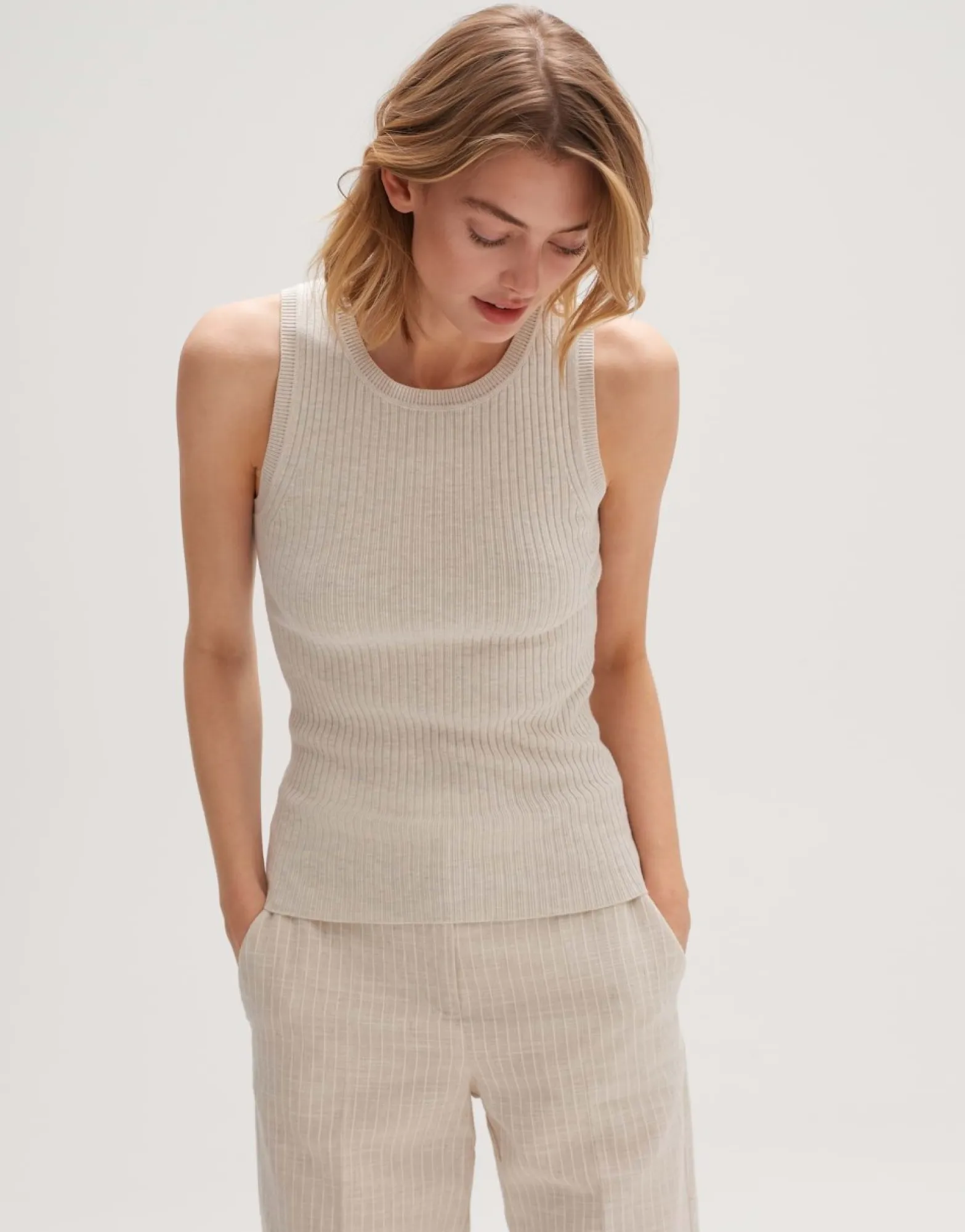 Cheap someday Fashion Gebreid Top Piolana Natural Glaze