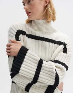 Store someday Fashion Wollen Trui Pory Stripe Milk